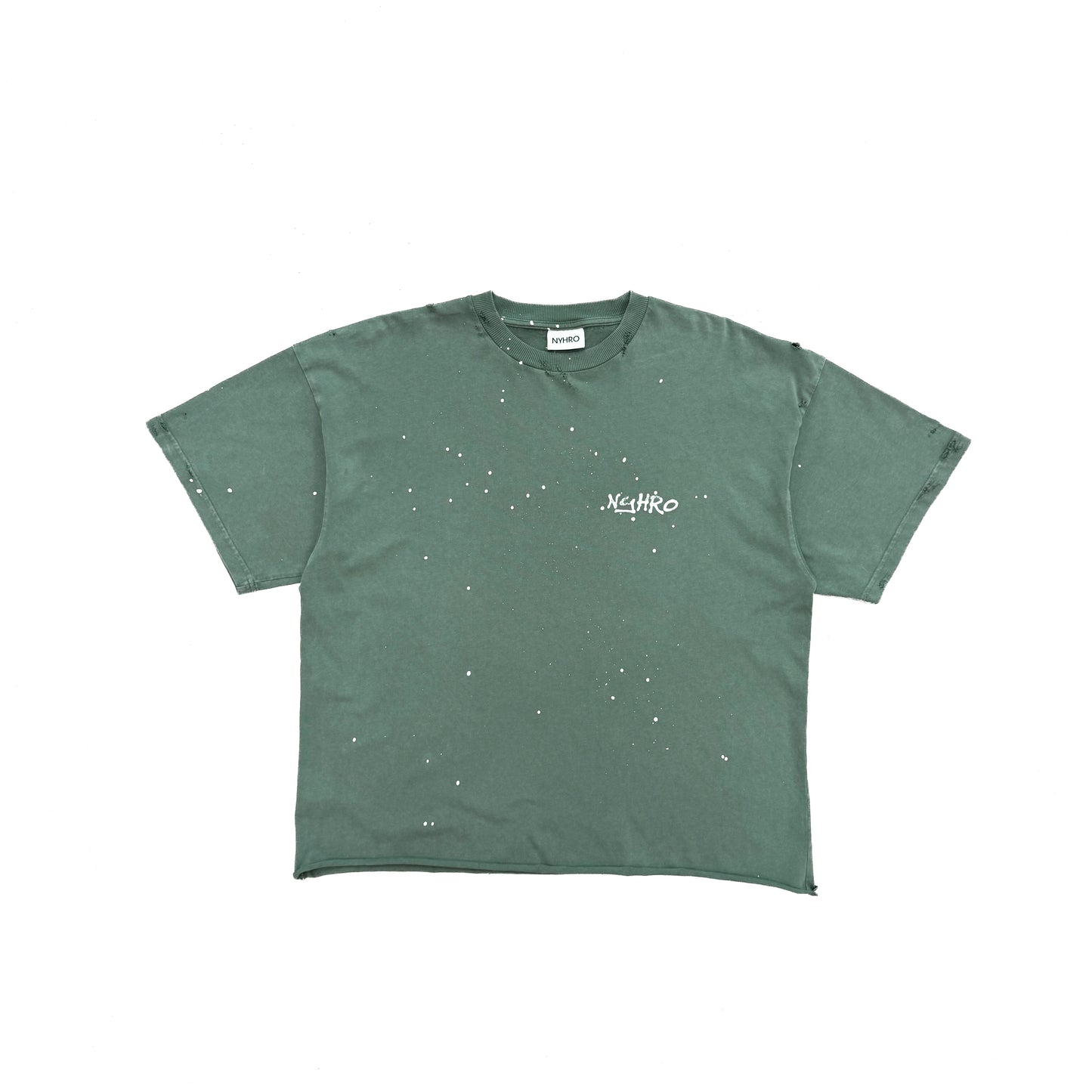 GREEN BASIC T-SHIRT DISTRESSED