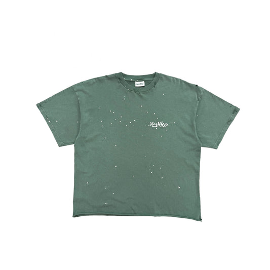 GREEN BASIC T-SHIRT DISTRESSED
