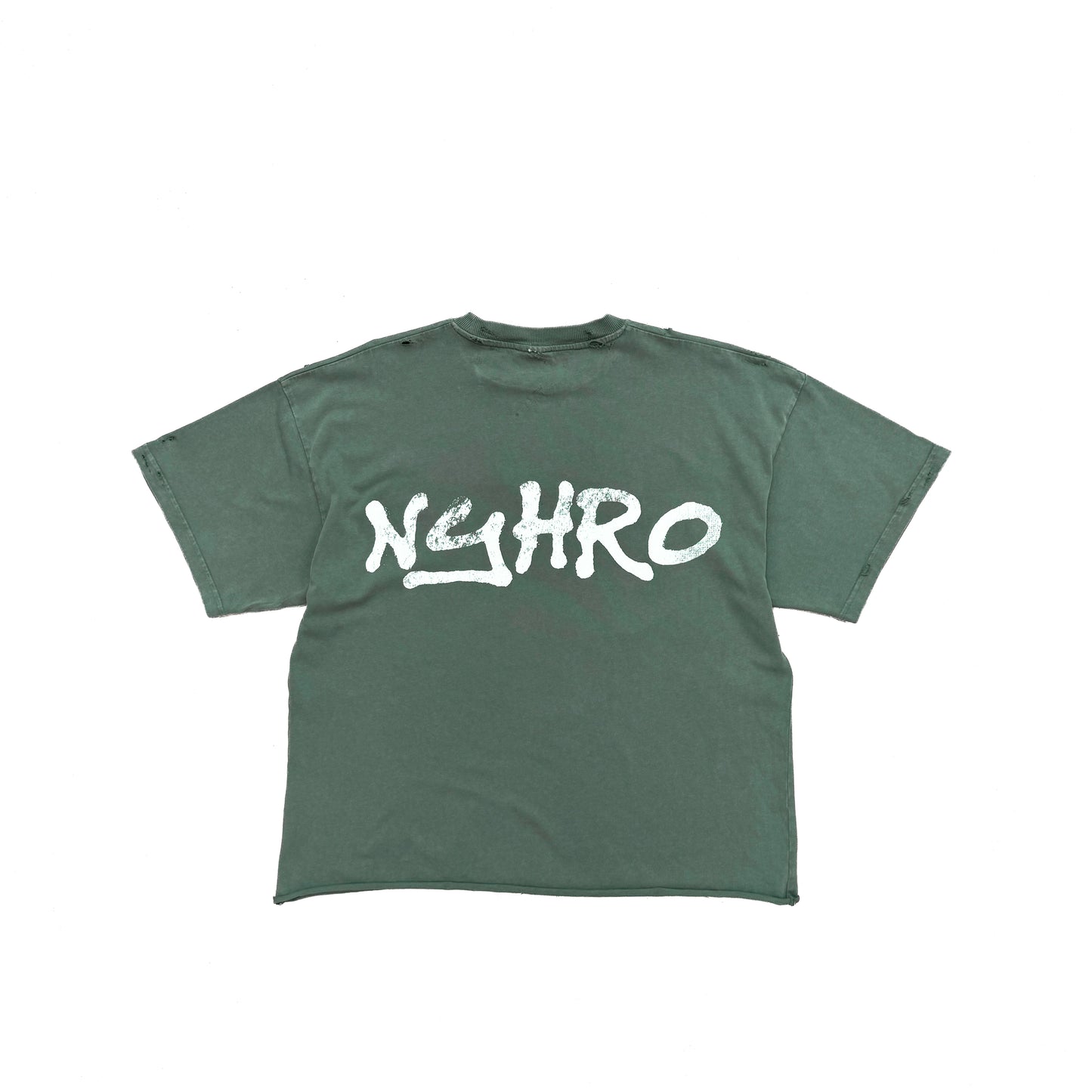 GREEN BASIC T-SHIRT DISTRESSED